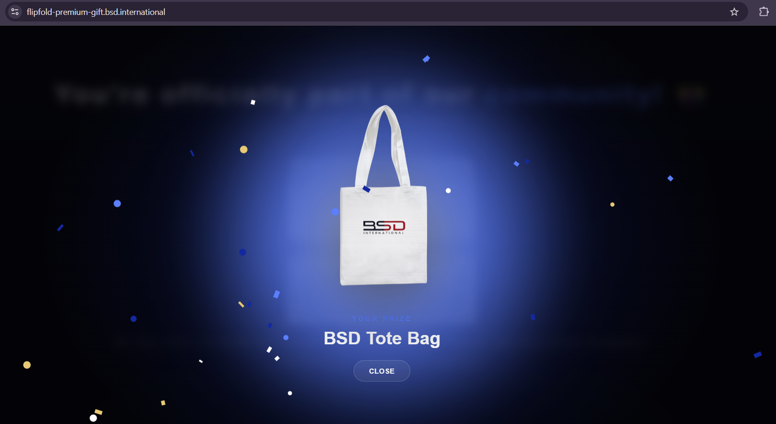 Digital envelope prize reveal — BSD tote bag