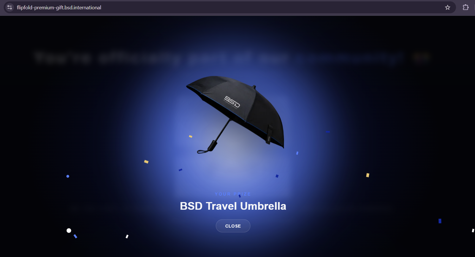 Digital envelope prize reveal — BSD travel umbrella